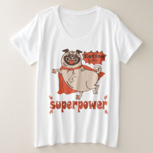 Essen ist mein überragender Rotkleid Mops Comic St Große Größe T-Shirt