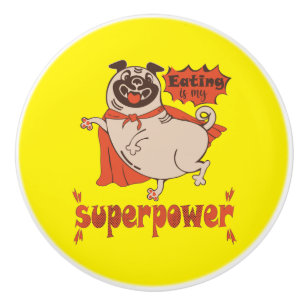 Essen ist mein überragender Rotkleid Mops Comic St Keramikknauf