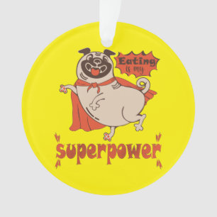 Essen ist mein überragender Rotkleid Mops Comic St Ornament