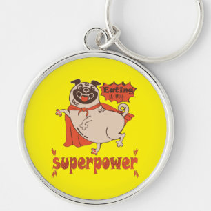 Essen ist mein überragender Rotkleid Mops Comic St Schlüsselanhänger