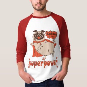 Essen ist mein überragender Rotkleid Mops Comic St T-Shirt