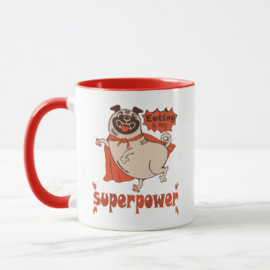 Essen ist mein überragender Rotkleid Mops Comic St Tasse