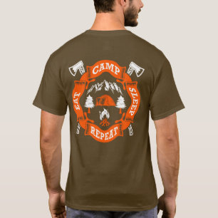 Essen Lager Schlafen Wiederholen Feuer Gekreuzte Ä T-Shirt