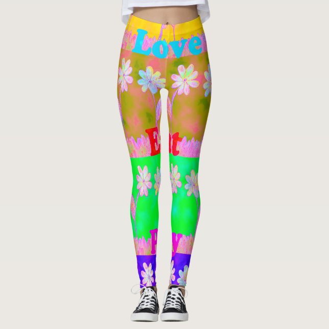Essen Liebe spielen Kleidung Blumen überall auf Dr Leggings (Vorderseite)