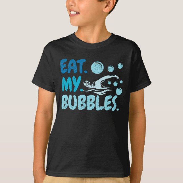 Essen meine Bubbles schwimmen Team Schwimmer Funny T-Shirt (Vorderseite)