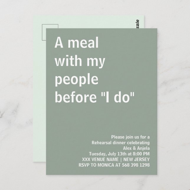 Essen mit meinen Leuten vor dem Probe Spaß Postkarte (Vorne/Hinten)