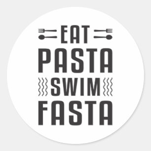 Essen Pasta schwimmen Fasta Schwimmbad Schwimmbad Runder Aufkleber