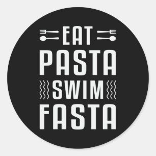 Essen Pasta schwimmen Fasta schwimmen Schwimmbad s Runder Aufkleber