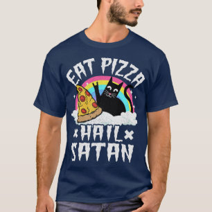 Essen Pizza Hail Satan Cat Punk Rock Band Death Me T-Shirt