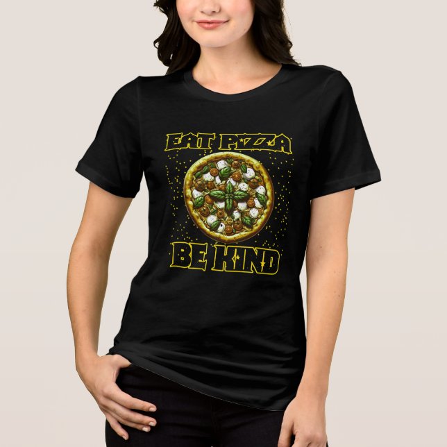 Essen Pizza nett Tri-Blend Shirt (Vorderseite)