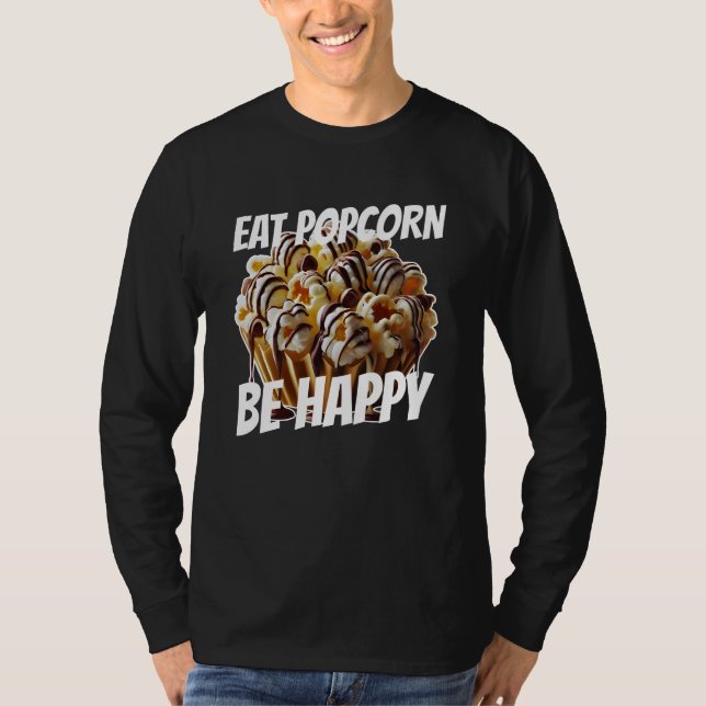 Essen Popcorn glücklich sein T-Shirt (Vorderseite)
