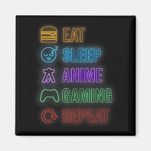 Essen Schlaf Anime Gaming Wiederholen Gamer Männer Magnet