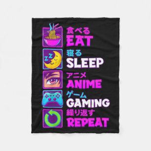 Essen Schlaf Anime Gaming Wiederholen Kawaii Otaku Fleecedecke