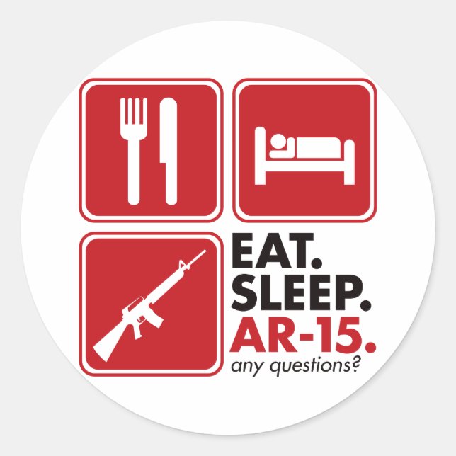 Essen Schlaf AR-15 - Rot Runder Aufkleber (Vorderseite)