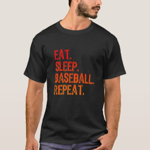 Essen Schlaf Baseball Cooler Spieler Trainer Funny T-Shirt