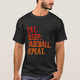 Essen Schlaf Baseball Cooler Spieler Trainer Funny T-Shirt