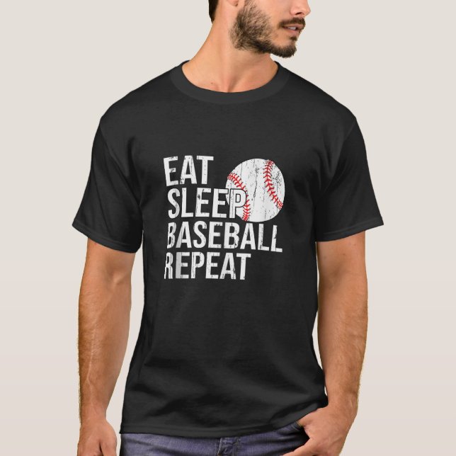 Essen Schlaf Baseball wiederholen Geschenke für Mä T-Shirt (Vorderseite)