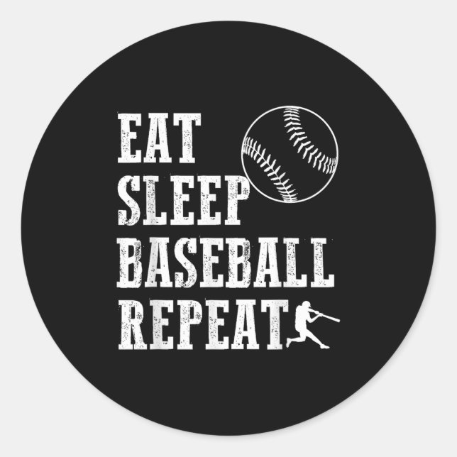 Essen Schlaf Baseball Wiederholung Batter Life Srt Runder Aufkleber (Vorderseite)