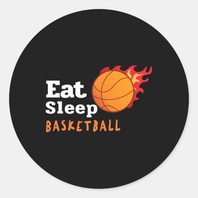 Essen Schlaf Basketball Runder Aufkleber (Vorderseite)