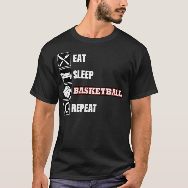 Essen Schlaf Basketball Wiederholen Shirt Basketba (Vorderseite)