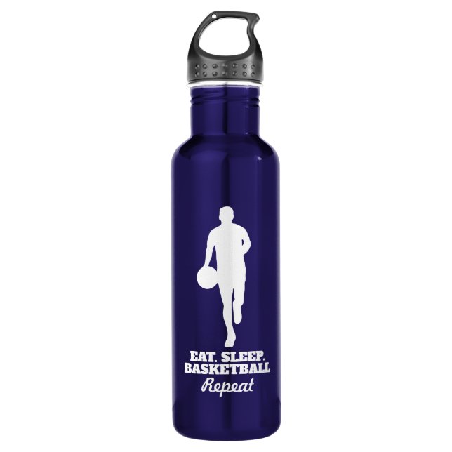 Essen Schlaf Basketball Wiederholen Stahlwasserfla Edelstahlflasche (Vorderseite)