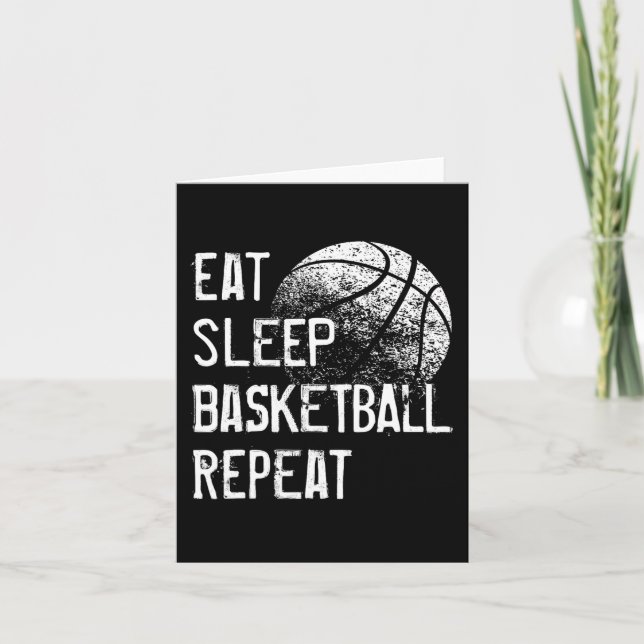 Essen Schlaf Basketball Wiederholung für Männer Fr Karte (Vorderseite)