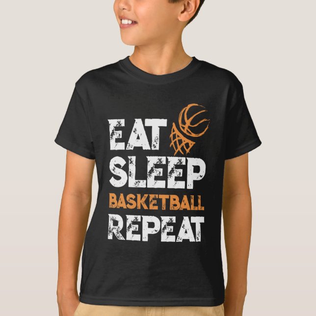 Essen Schlaf Basketball Wiederholung Geschenk Dunk T-Shirt (Vorderseite)