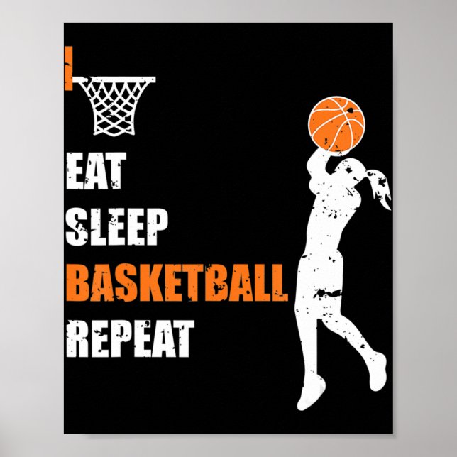 Essen Schlaf Basketball Wiederholung Girls Basketb Poster (Vorne)