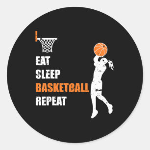 Essen Schlaf Basketball Wiederholung Girls Basketb Runder Aufkleber