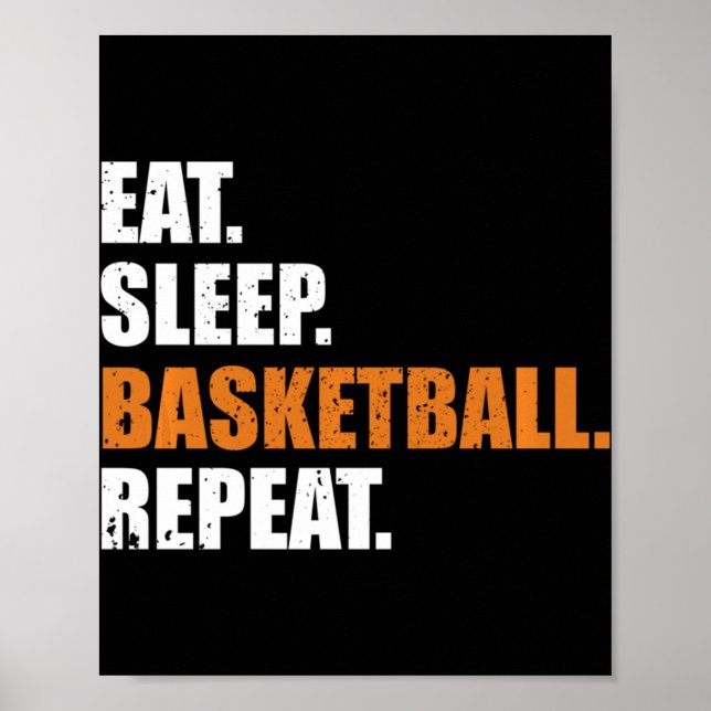 Essen Schlaf Basketball Wiederholung Hoodie Poster (Vorne)
