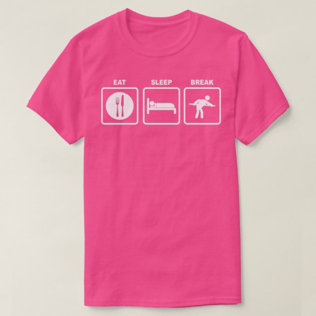 Essen Schlaf Break Billiards Humorisch T-Shirt (Design vorne)