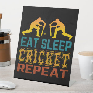 Essen Schlaf Cricket Wiederholen Sockelschild