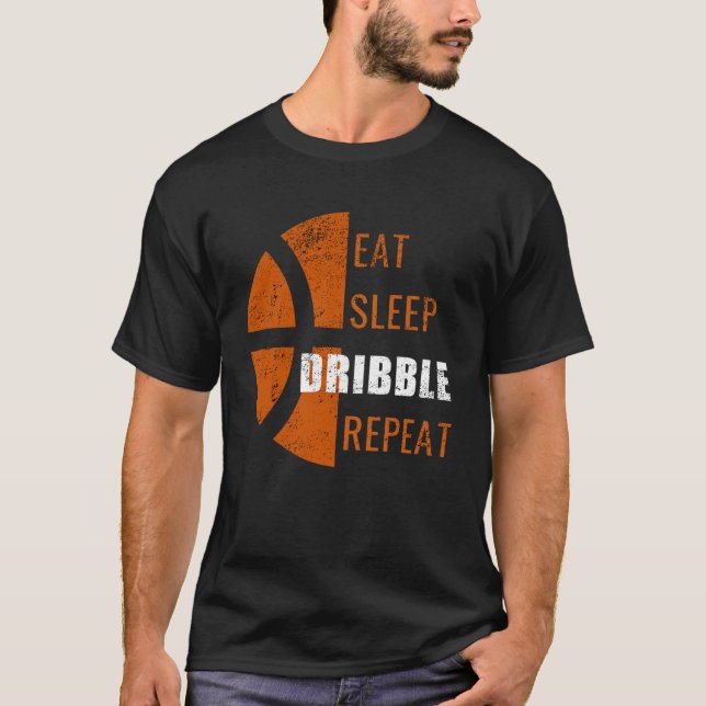 Essen Schlaf Dribble Wiederholung Basketball Männe T-Shirt (Vorderseite)