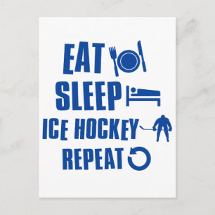 Essen Schlaf Eishockey Postkarte