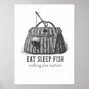 Essen Schlaf Fisch Vintag Tackbox Poster