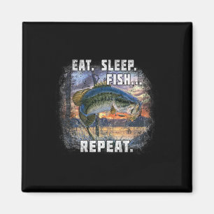 Essen Schlaf Fisch Wiederholen Shirt Angeln Fische Magnet