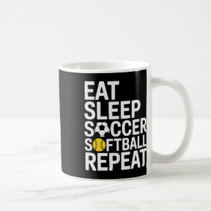 Essen Schlaf Fußball Softll Wiederholen Fußballspi Kaffeetasse