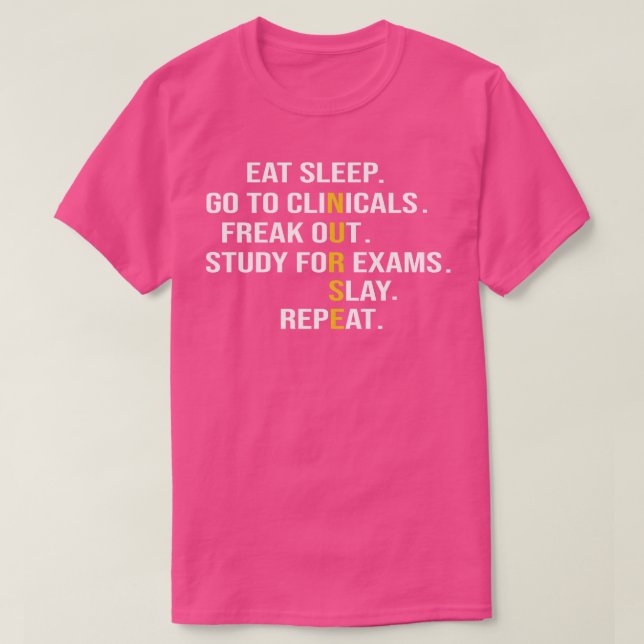 Essen Schlaf gehen zu Kliniken Freak Out Studie fü T-Shirt (Design vorne)
