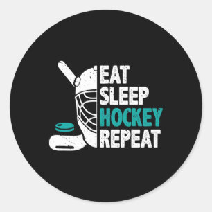 Essen Schlaf Hockey Wiederholen Eishockey Liebhabe Runder Aufkleber