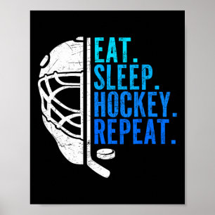 Essen Schlaf Hockey Wiederholen Lustige Jungen Hoc Poster