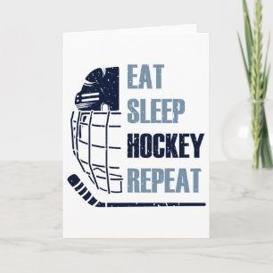 Essen Schlaf Hockey Wiederholen Lustige Maske Kleb Karte