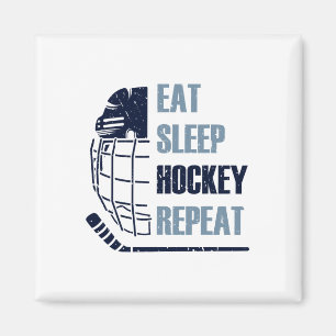 Essen Schlaf Hockey Wiederholen Lustige Maske Kleb Magnet