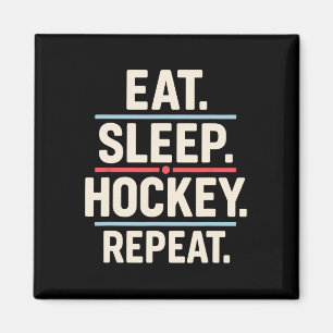 Essen Schlaf Hockey Wiederholen Lustiger Spieler F Magnet