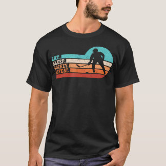 Essen Schlaf Hockey Wiederholung Retro Eishockeysp T-Shirt