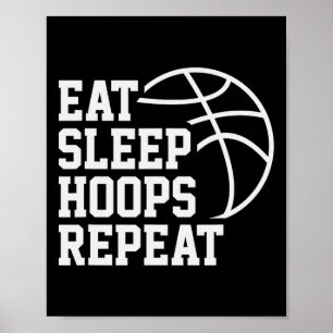 Essen Schlaf Hoops Wiederholen Lustige Sprüche Zit Poster