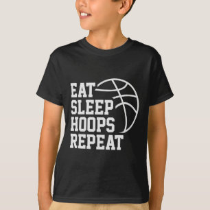 Essen Schlaf Hoops Wiederholen Lustige Sprüche Zit T-Shirt