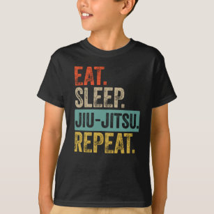 Essen Schlaf jiu-jutsu wiederholen Retro Vintag T-Shirt