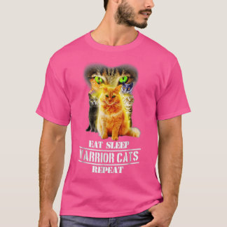 Essen Schlaf Kriegerkatzen Wiederholen Funny Cat L T-Shirt