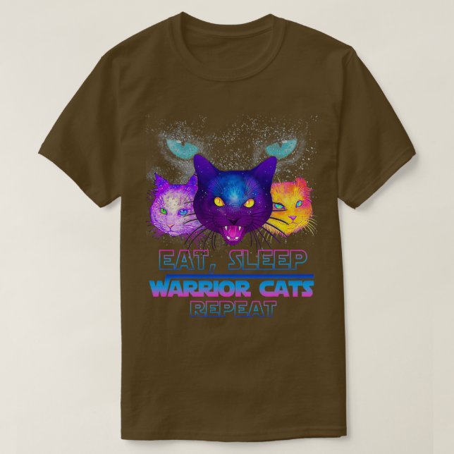 Essen Schlaf Kriegerkatzen Wiederholen Funny T-Shirt (Design vorne)
