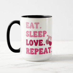 Essen Schlaf Liebe Wiederholung Valentinstag Kirch Tasse